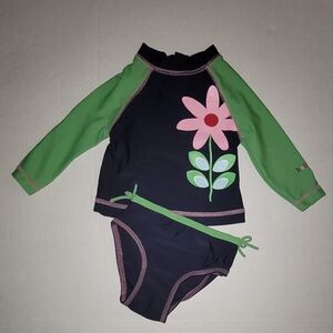 Baby Gap rash guard long sleeve top and bottom up to 3 months zips floral